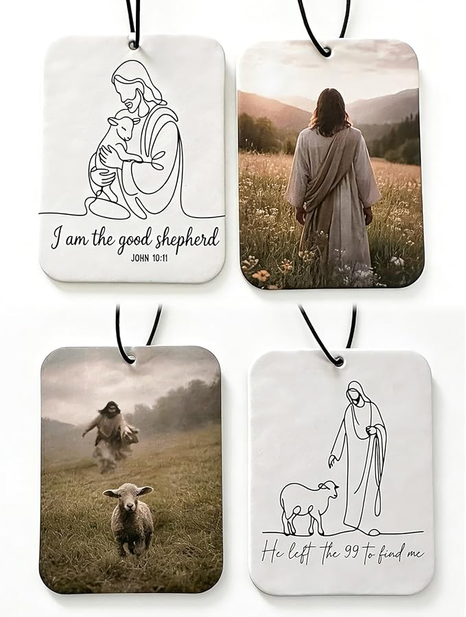 Christian Car Accessories 4 Pcs Faith Car Air Freshener Set, Bible Verse Gifts for Women, Car Scents for Women, Easter Faith Present for Christian Birthday 2x3 In