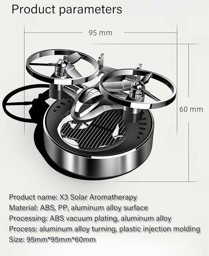 Car Air Freshener | Solar Powered Helicopter Scents Diffuser | Fashion Automotive Interior Decoration Accessories Purifiers for Car and Home Aromatherapy Dashboard (Silver)