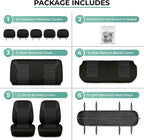 FH Group Automotive Car Seat Covers Full Set Premium 3D Air Mesh Front Seat Covers, Airbag Compatible & Split Bench Cover Universal Fit Interior Accessories for Cars Trucks and SUVs - Black