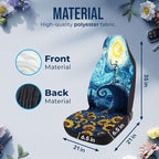 GENANY Nightmare Skeleton Car Seat Covers Set of 2, Starry Night Breathable Front Seat Covers for Truck Sedan SUV, Spooky Car Accessories, Spooky Gift for Women Men