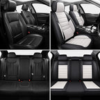 Car Seat Covers Full Set,Black White Car Seat Cover, Car Seat Protector Waterproof, Nappa Leather Car Seat Cushion, Fit for Most Cars