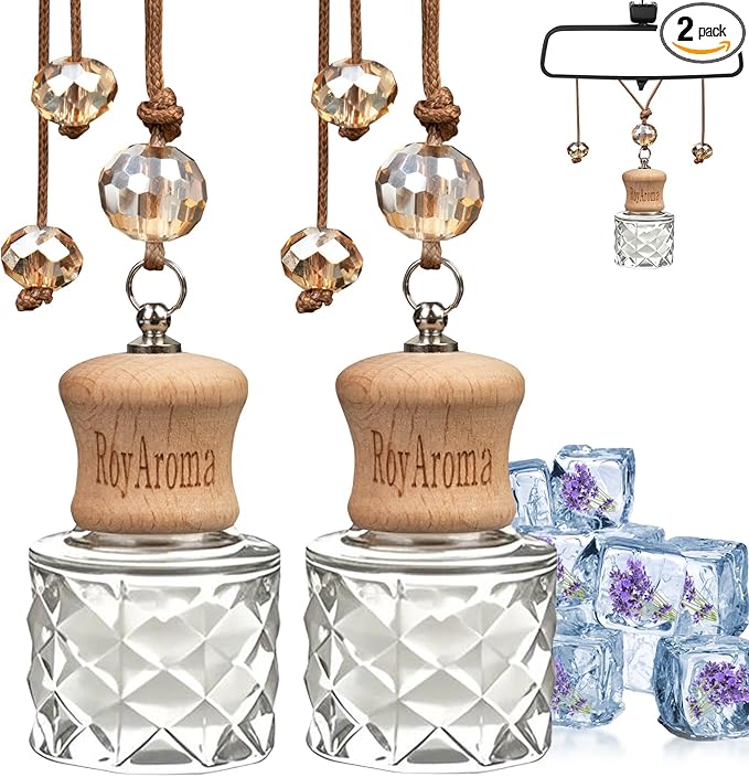 Hanging Car Air Fresheners, 2 Pack Long Lasting Automotive air fresheners up to 30-45 Days, Non Toxic Natural Fragrance Car Diffuser Freshener for Cars, Home,Office- Cool Ice