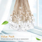 50 Pcs Car Essential Oil Hanging Bottle Empty Car Air Freshener Diffuser Bottle Perfume Glass Bottle Pendant Aromatherapy Fragrance Bottle Auto Car Interior Ornaments Decor (Round shape)