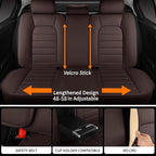 Brown Car Seat Covers Full Set, Universal Faux Leather Seat Covers for Cars 5 Seats, Waterproof Leather Car Seat Covers, Comfortable Automotive Seat Covers for Most Sedans Trucks SUVs
