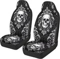 Skull Flower Car Seat Covers Front Seats Only Breathable Stretch Polyester Fabric Cover Easy to Install Car Accessories Universal Fit for Most Vehicle