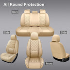 Full Coverage Leather Car Seat Covers Full Set,Waterproof Seat Covers for Cars,SUVs Trucks, Car Seat Cushion,Car Seat Protector with 5 Seats (Beige, Full Set(Front and Rear-5 Seats))