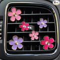 Daisy Air Vent Clips, 6 Pcs Cute Flower Car Air Conditioning Outlet Clip Car Air Freshener Clip Charm Car Interior Decor Charm Colorful Car Interior Accessories for Girls Women (Pink purple rose)