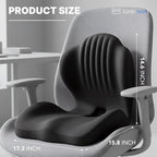 Ergonomic Seat Cushion, Office Chair Seat Cushions with L-Shaped Design, Memory Foam Orthopedic Cushion with Coccyx Hollow, Lumbar Support & Tailbone Pain Relief for Car, Truck, Gaming Chair (Black)