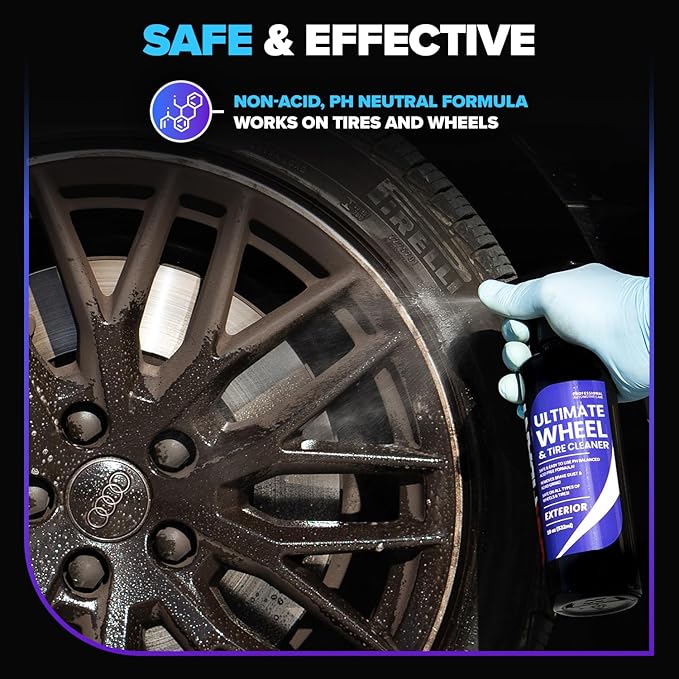Carfidant Ultimate Wheel and Tire Cleaner Spray - Non-Acidic, Save For All Wheels and Tires - Easily Remove Persistent Brake Dust and Resilient Dirt - 18 fl. oz.