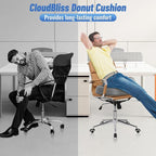 CloudBliss Donut Pillow Seat Cushion Chair Pad for Tailbone Pain Relief and Hemorrhoids, Memory Foam Seat Chair Cushion for Men and Women for Home & Office, (Light Grey-XL)