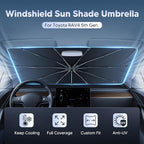 Autorder Windshield Sun Shade Umbrella for 2019-2025 Toyota RAV4 Accessories,Upgraded Ice Crystal Material,Easy Setup Umbrella Sunshade for Car Windshield,100% Sun Blocking
