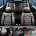 CX-70 Car Seat Covers Fit for Mazda CX-70 2025-2026, Full Coverage Premium Leather Waterproof Breathable Seat Covers, Automotive Seat Protectors, Airbag Compatible(Full Set Seats, Black & Red)
