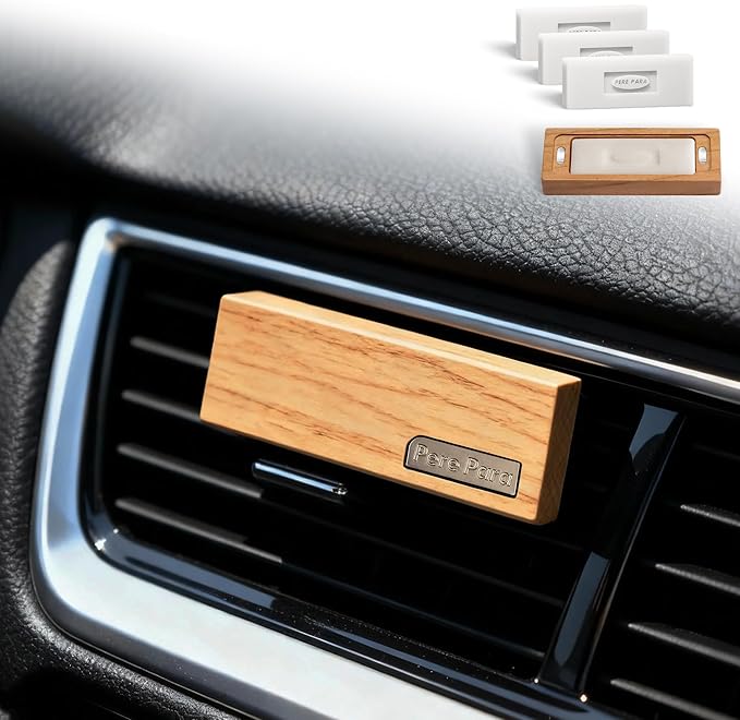 4 Packs Pine&Sage Scented Natural Wood Vent Clips,【No More Stuffy Air】 Odor Eliminator Car Scents Air Freshener Refills, Long Lasting Fragrance Diffuser, SUV Essentials Gift for Men
