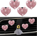 5Pcs Pink Bling Heart Air Vent Clips, Crystal Heart Car Air Fresheners Vent Clips Car Diffuser Vent Clip Rhinestone Car Decoration Car Interior Decor Cute Car Accessories,Interior Accessories
