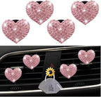 5Pcs Pink Bling Heart Air Vent Clips, Crystal Heart Car Air Fresheners Vent Clips Car Diffuser Vent Clip Rhinestone Car Decoration Car Interior Decor Cute Car Accessories,Interior Accessories
