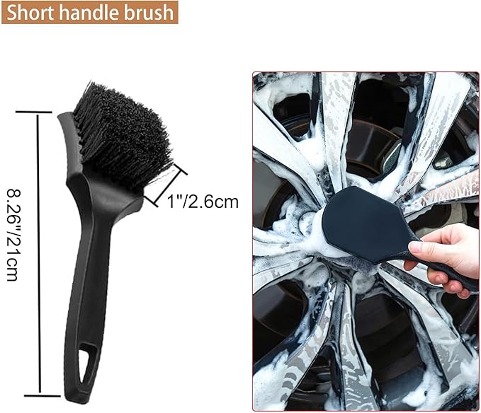 Nolimas 12Pcs Car Wheel & Tire Brush Kit,Including 17inch Long Wheel Brush,Short Handle Tire Brush,5pcs Detailing Brushes Kit & 3pcs Wire Brushes for Cleaning Car Wheels & Interior Exterior