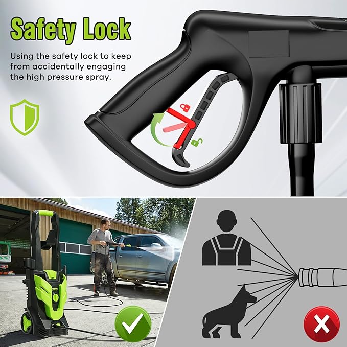 Pressure Washer, Portable Power Washer, 4 Quick Connect Nozzles, High Pressure Cleaning Machine for Car Fence Driveway Patio Washing and More