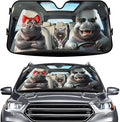 GENANY Funny Hippo Windshield Sun Shade for Car SUV Truck (55x30 Inches), Sun Shade Windshield, Shades for Front Windows, Protector Blocks UV, Xmas Auto Gift, Spring Car Decor