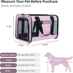 YUNIQUE Soft-Sided Cat & Dog Carrier for Pets Up to 15 Lbs, Airline Approved Collapsible Travel Puppy Carrier with Lightweight Fabric Design (Pink)