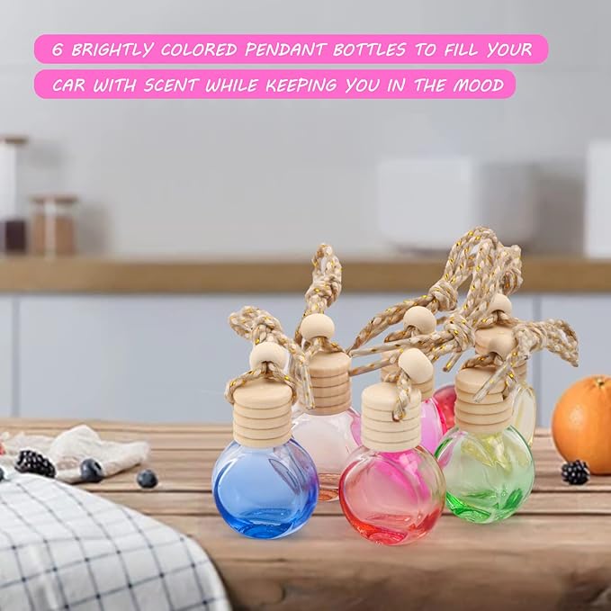 12 Pcs Car Air Freshener Hanging Perfume Bottle Essential Oil Fragrance Diffuser Pendant Car Ornament Decoration Accessories