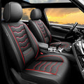 Fit Kicks Car Seat Covers Premium Leather Compatible with Nissan Kicks 2018 2019-2026 (5 Seats Full Set Waterproof Breathable All-Weather Seat Cushion Protector（5 Seats Red Line Black)