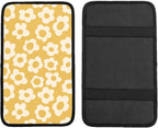 Vintage Groovy Flowers1 Auto Center Console Cover Pad Car Armrest Seat Box Cover Cushion Universal for Most Vehicle SUV Truck Car Accessories Decor
