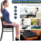 Car Seat Cushion, Ergonomic Memory Foam Car Seat Pad for Sciatica Pain Relief, Larger Driving Seat Cushion for Car Short Drivers on Long Drives - Butt Cushion for Car,Truck, Office - Black