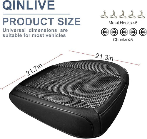 2 Pack Black Ventilated Bottom Car Seat Cover, 3D Air Mesh Breathable Front Leather Car Seat Protectors, Universal Fit Automotive Comfortable Seat Cushion with Storage Pocket for Car Truck SUV