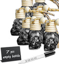 7 Pcs 8ml Hanging Car Air Freshener Diffuser,Empty Black Gradient Glass Essential Diffuser Oil Aromatherapy Fragrance Perfume Pendant Glass Vials with Wooden Caps (Skull, 8ml)
