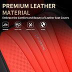 FLORICH Car Seat Covers, Premium Leatherette Car Seat Covers Front Seats, Waterproof Leather Seat Protectors, Automotive Seat Protectors Universal Fit for Most Sedans Cars SUV Trucks, Black&Red