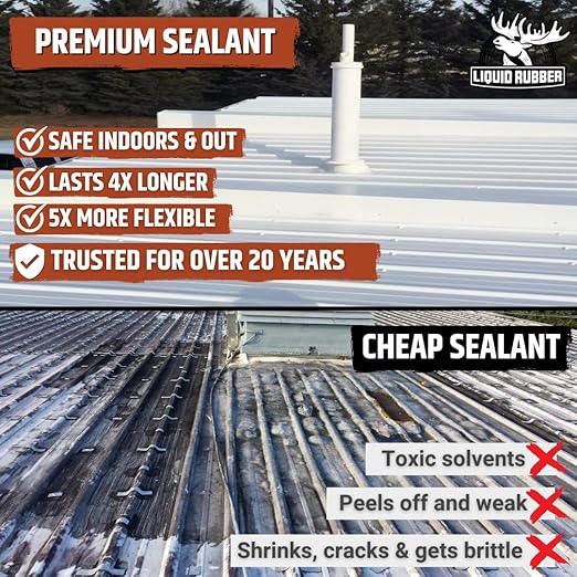 Liquid Rubber Color Roof Sealant- Elastomeric Waterproof Small Repair Coating for Flat, Low-Slope & Metal Roofs, Flexible UV-Stable Membrane, Hunter Green, 1 Quart