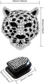 Bling Leopard Air Vent Clips, Crystal Leopard Car Air Fresheners Vent Clips Car Diffuser Vent Clip Rhinestone Decoration Interior Decor Bling Accessories for Women (Silver)