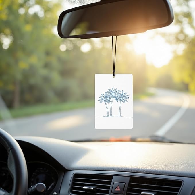 Blue Coastal Beach Car Air Freshener 4 Pcs, Preppy Girly Beachy Seashell Starfish Palm Tree Hanging Air Freshener for Closet Drawer Books, Cute Summer Sea Car Accessories Mirror Decor for Women