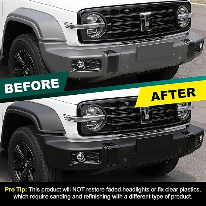 Plastic Restorer for Cars – Back to Black Plastic Restorer with UV Protection & Sponge – Long Lasting Solution Finish Black Trim Restorer for Auto Exterior, Truck, RV, Bumper – Restores Faded Trim