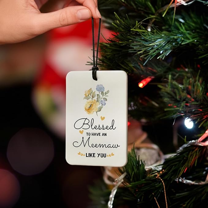 Meemaw Grandma Gifts Car Air Freshener Hanging 3 Pack, Blessed to Have An Mommom Car Accessories Gifts for Grandma Christmas Women,Rustic Floral Scent Card Lavender for Closet Bathroom Decor