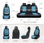 Coverado Seat Covers Full Set, Seat Covers for Cars, 5 Seats Waterproof Nappa Leather Car Seat Covers with Head Pillow, Seat Protectors Car Seat Cushion Universal Fit for Most Cars (Black&Blue)