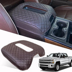 Center Console Cover for Chevy Silverado & GMC Sierra 1500 2500 3500 2014-2018 & Tahoe Yukon Suburban 2015-2020, Scratch Resistance Armrest Cover Trim Accessories - Brown (Bucket Console Only)