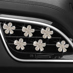 6 Pcs Silvery White Daisy Car Decoration Bling Flower Air Vent Clip Air Conditioning Outlet Clip Air Freshener Clip Car With Rhinestone Interior Decor Charm Interior Accessories for Girls Women