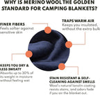 Woolly Mammoth 80% Merino Wool Camping Blanket 2-Pack - Naturally Fire-Resistant and Temperature-Regulating - for Cold Weather, Camping, Bushcraft and Emergency Car Kits (66" x 90", Lapis & Mulberry)