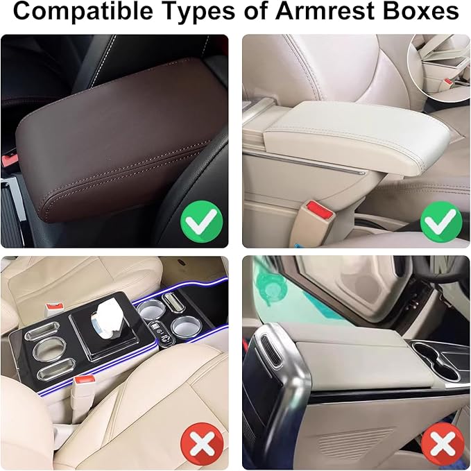 NBTEPEM Bling Car Center Console Cover, Leather Car Arm Rest Cover Cushion with 2 Storage Bags, Universal Automotive Armrest Protector Storage Box, Bling Accessories Interior for Most Vehicles (Blue)