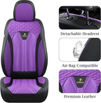 FLORICH Leather Seat Covers for Car Waterproof Front Seat Covers 2 Pack Purple Car Seat Cover Universal Driver Seat Protector for Most Cars Trucks SUV