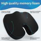 Seat Cushion &Office Chair Cushion,Lumbar Support Pillow for Office Chair,Ergonomic Memory Foam Non-Slip Office Chair Cushion,Back Support Cushions for Tailbone&Sciatica Pain Relief Black