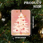 Christmas Car Air Fresheners 4 Pcs, Warm Holiday Tree & Wreath Hanging Air Freshener Set, Cozy Illustrated Merry Christmas Car Accessories for Women, Scented Gift & Stocking Stuffer for Holiday Season