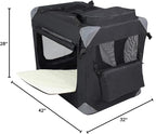 EliteField 3-Door Folding Soft Dog Crate with Carrying Bag and Fleece Bed (2 Year Warranty), Indoor & Outdoor Pet Home (42" L x 28" W x 32" H, Black)