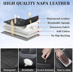 Coverado Car Seat Covers 5 Pieces, Full Set Universal Seat Covers for Cars, Waterproof Nappa Leather Auto Seat Protectors with Head Pillow, Car Interiors Fit for Most Sedans SUV Pick-up Truck, Black
