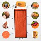 Survival Frog Tact Bivvy 2.0 Emergency Sleeping Bag with Stuff Sack, Carabiner & Survival Whistle – Compact, Lightweight, Waterproof, Reusable Thermal Bivy Sack Shelter Kit