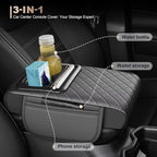 Center Console Cover Fit for Avalon Faux Leather Car Armrest Cushion with Storage Bags, Cup Holder ＆ Phone Storage Multifunctional Middle Console Cover(Grey)