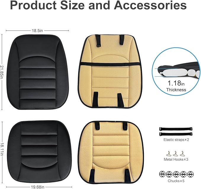 Sanwom Car Seat Cushion Chair Cushions Set with Back Support,1.2in Memory Foam Pressure Relief Non-Slip Design Truck Seat Cushion for Driving, Ergonomic Chair Seat Pad for Office Gaming Wheelchair