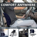 ComfiLife Lumbar Support Back Pillow Office Chair and Car Seat Cushion - Memory Foam with Adjustable Strap and Breathable 3D Mesh (Navy)