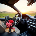 Red Fresh Flowers Mini Dried Flowers Bouquet for Car Air Vent Clips, Mini Flower Bouquet,Car Air Outlet Perfume Decoration, Car Air Fresheners Interior Accessories for Women Men